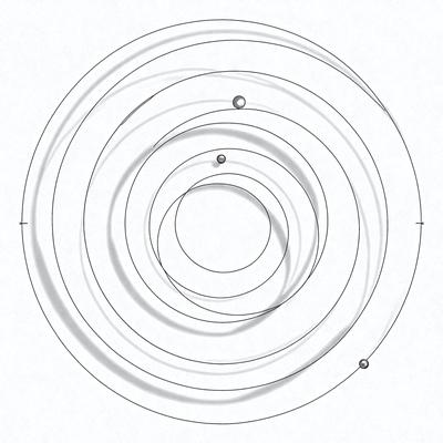 The primary subject of the image is a circle with a dot in the center. The circle is surrounded by a series of smaller circles, creating a pattern. The setting is a white background, and the visual style appears to be a combination of a photo and a drawing. The colors and mood of the image are predominantly white, giving it a clean and minimalist appearance.